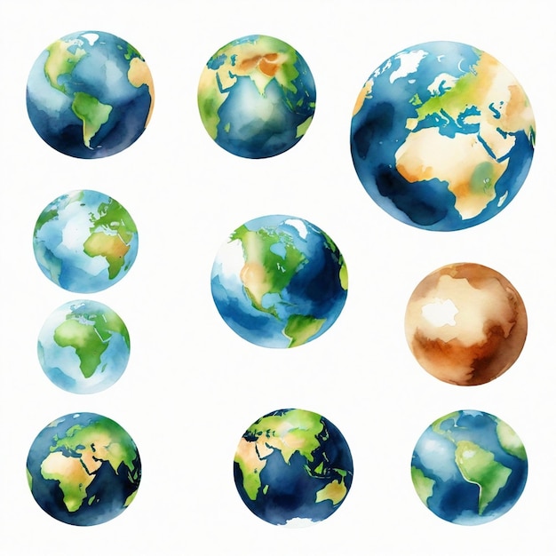 earth vector set white background isolated a high quality image Modern