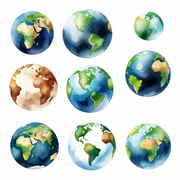 earth vector set white background isolated a high quality image Modern