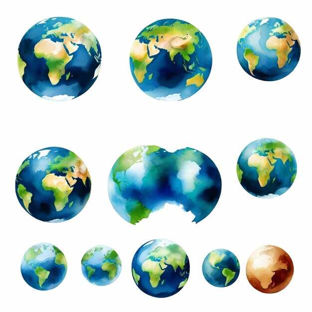 earth vector set white background isolated a high quality image Modern