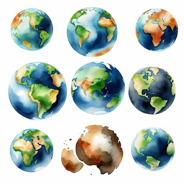 earth vector set white background isolated a high quality image Modern