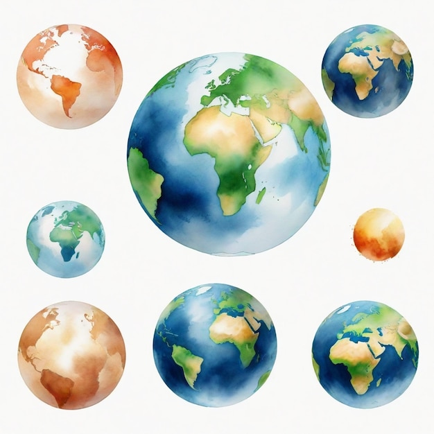 earth vector set white background isolated a high quality image Modern