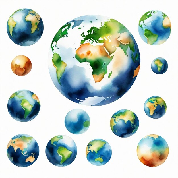 earth vector set white background isolated a high quality image Modern