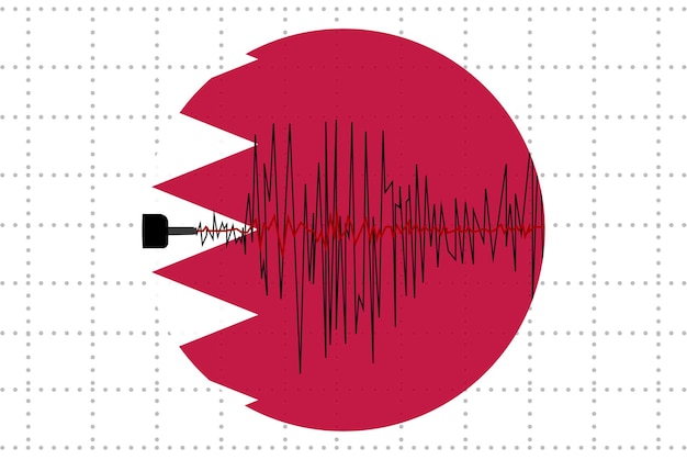 Earthquake in Bahrain concept seismic wave with flag natural disasters news banner