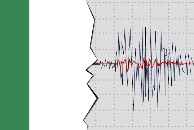 Earthquake in Niger natural disasters news banner idea seismic wave with flag