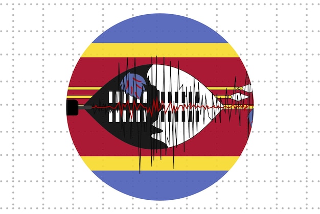 Earthquake in Swaziland concept seismic wave with flag natural disasters news banner