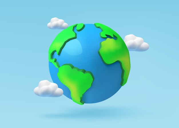 Vector earths ecosystem with atmosphere water and clouds surrounding the planet d vector design