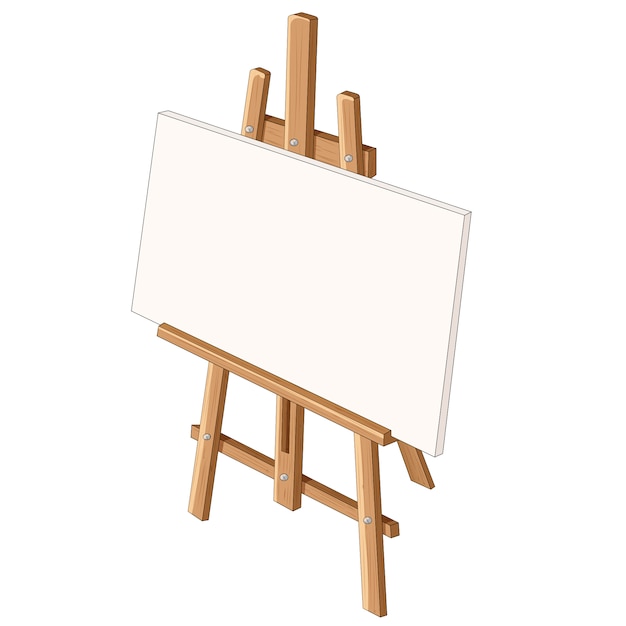 Easel with white canvas 