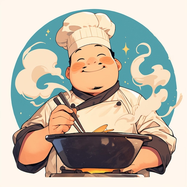 East Asian Male Chef in His 40s Creating a New Recipe