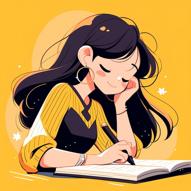 East Asian Woman in Her Teens Writing a Journal