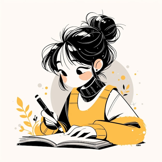 East Asian Woman in Her Teens Writing a Journal