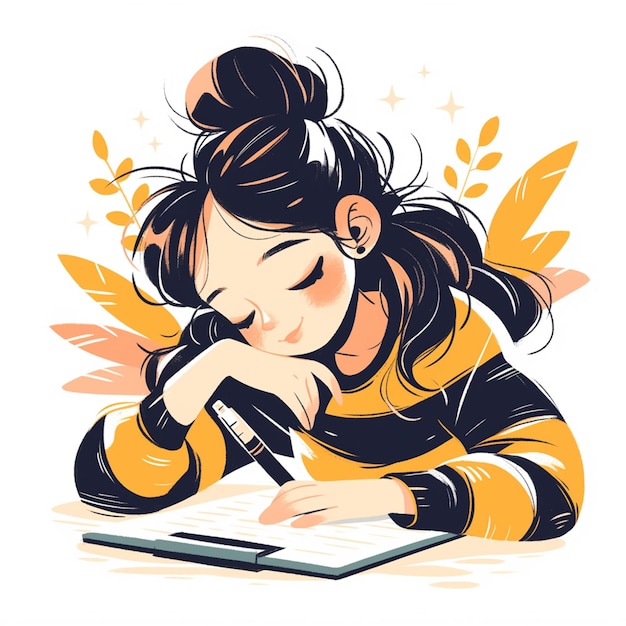 East Asian Woman in Her Teens Writing a Journal