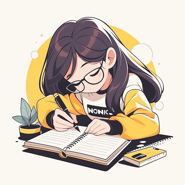 East Asian Woman in Her Teens Writing a Journal