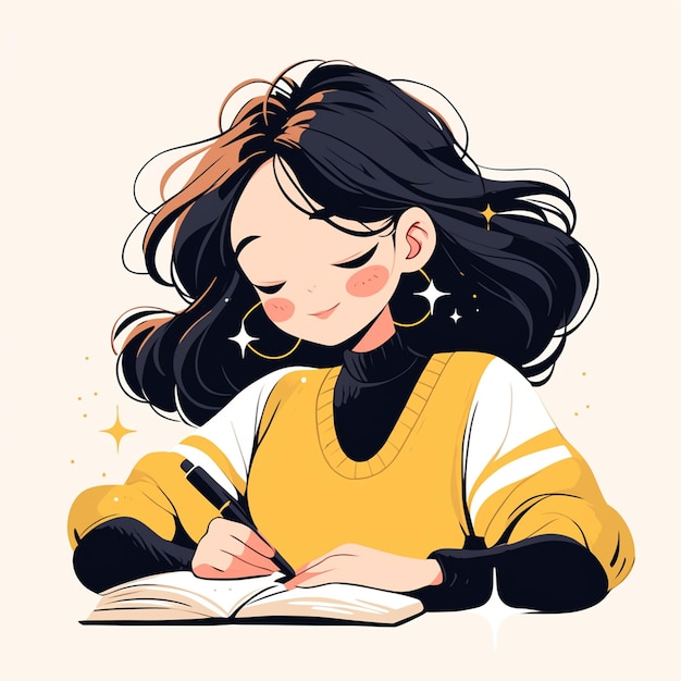 East Asian Woman in Her Teens Writing a Journal