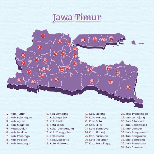 East Java Map template for vector assets