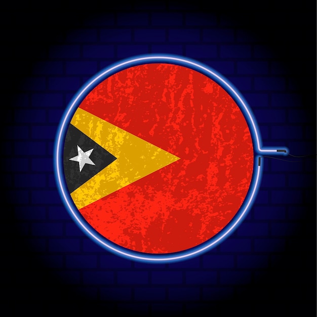 East Timor neon grunge flag on wall backgrond Vector illustration