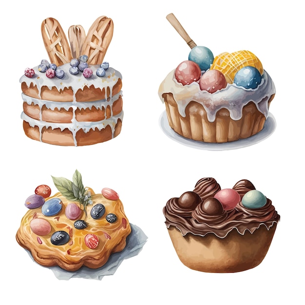 Easter baking clipart isolated vector illustration