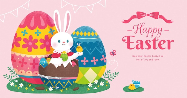 Easter banner of egg hunt