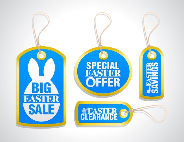 Easter blue sale tag set concept design Vector illustration