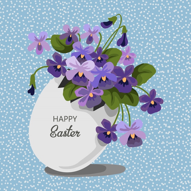 Easter bouquet of lilac  violet and egg