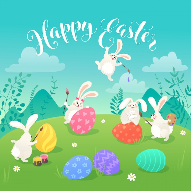 Easter bunnies greeting card