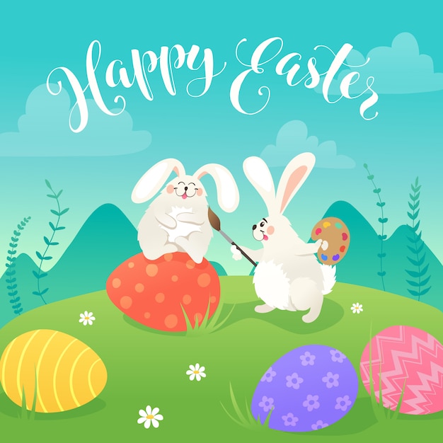 Easter bunnies greeting card