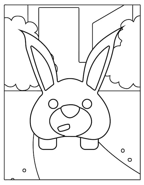 Easter Bunny Coloring page Vector illustration