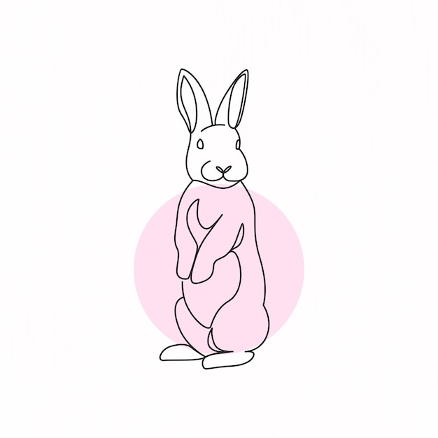 The Easter Bunny continuously draws one line simple rabbit drawing