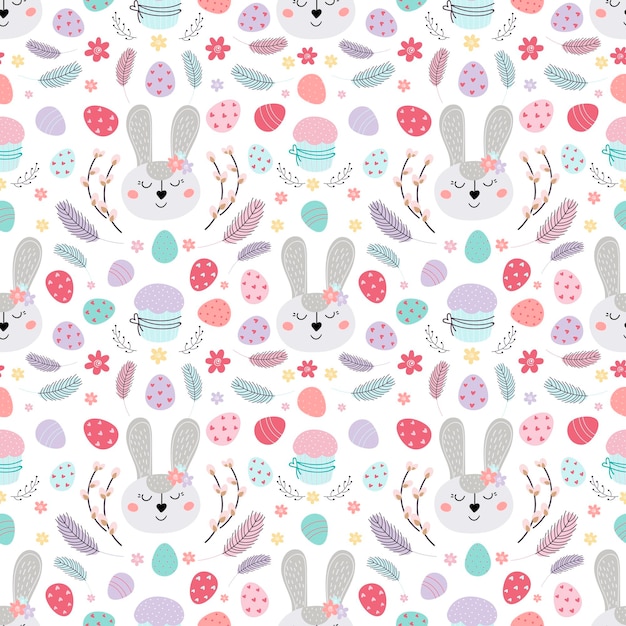 easter bunny seamless pattern illustration