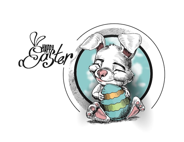 Easter bunny with Easter Eggs Greeting card Poster Design