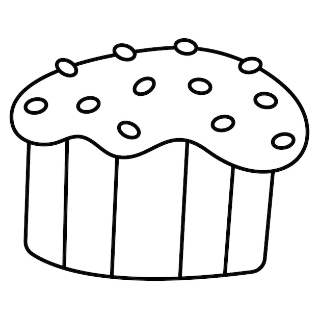 Easter cake2 in doodle style Black and white vector illustration