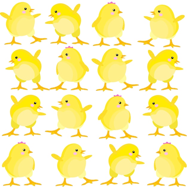 Easter chicks seamless pattern Cartoon little chickens on farm childish pattern with Easter