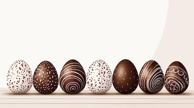 Vector easter chocolate eggs on wood table with white background