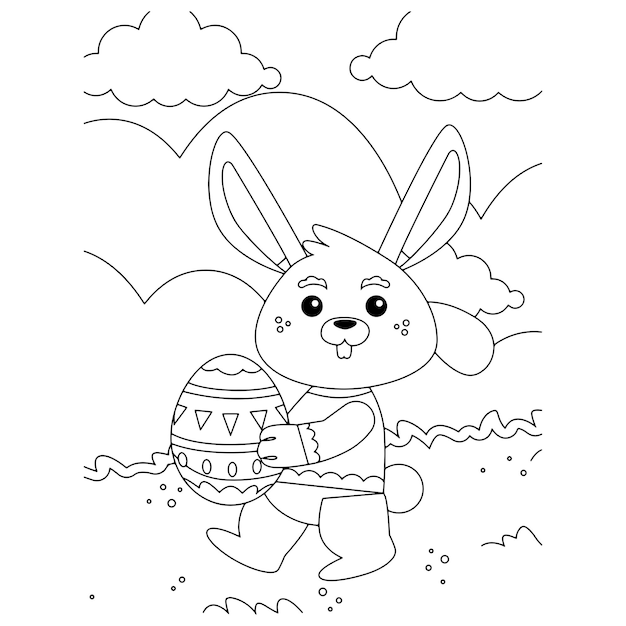 Easter Coloring Pages For Kids Premium Vector