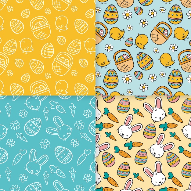 Easter day pattern hand drawn collection