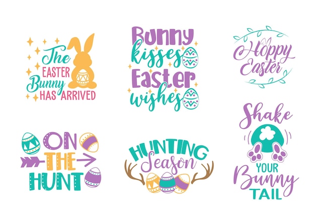 Easter Day Tshirt designs bundle with typography and black letters for Vector printing on TShirt