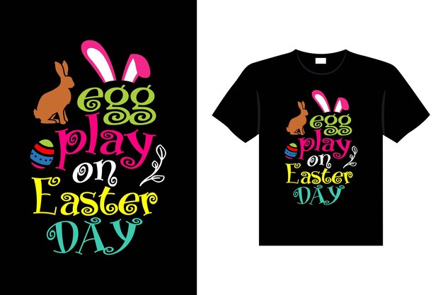 Easter day typography egg lettering t-shirt design holiday greeting cute bunny vector art