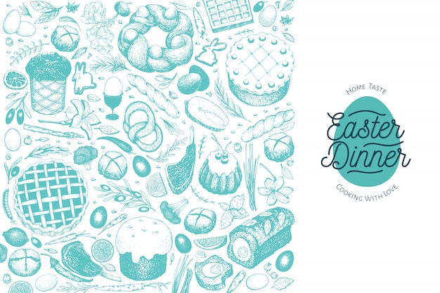 Easter dinner banner template