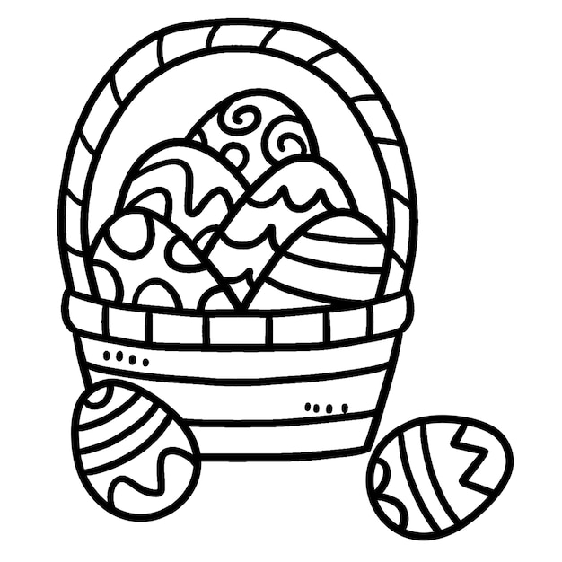 Easter Egg Basket Isolated Coloring Page for Kids