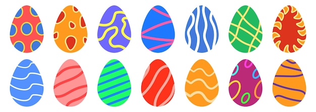 Easter egg collection Painted vector flat design set of easter egg Vector illustration