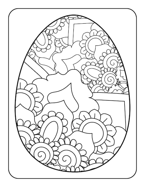 Easter egg coloring page Easter bunny coloring page Coloring page for adults and kids