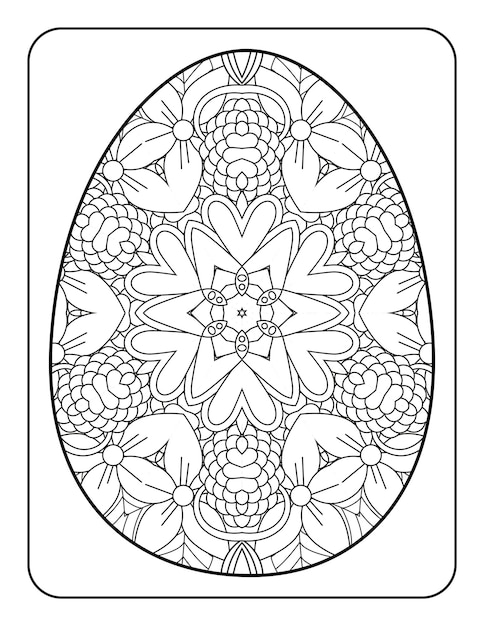 Easter egg coloring page Happy easter day coloring book page Coloring page for kids and adults