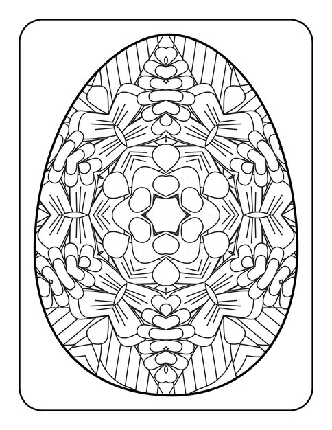 Easter egg coloring page Happy easter day coloring book page Coloring page for kids and adults