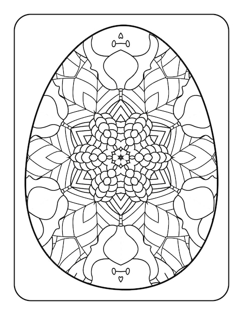 Easter egg coloring page Happy easter day coloring book page Coloring page for kids and adults