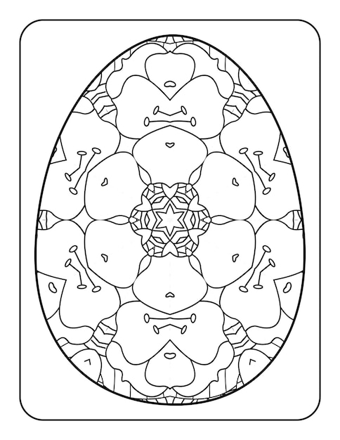 Easter egg coloring page Happy easter day coloring book page Coloring page for kids and adults