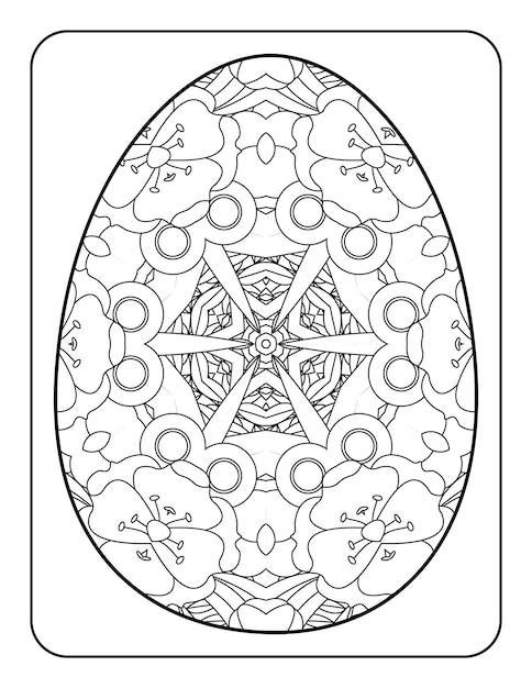 Easter egg coloring page Happy easter day coloring book page Coloring page for kids and adults