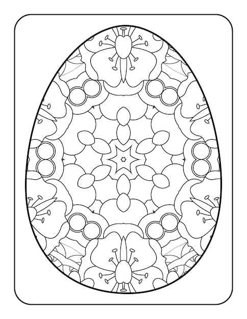 Easter egg coloring page Happy easter day coloring book page Coloring page for kids and adults