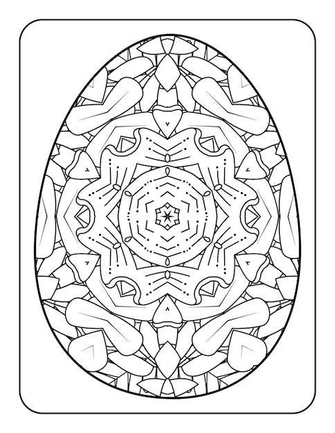 Easter egg coloring page Happy easter day coloring book page Coloring page for kids and adults