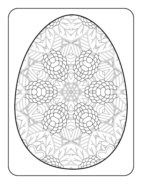 Easter egg coloring page Happy easter day coloring book page Coloring page for kids and adults