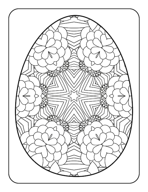 Easter egg coloring page Happy easter day coloring book page Coloring page for kids and adults