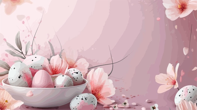 Easter Egg Composition with Beautiful Bowl of Painted Eggs